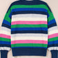 Contrast Striped Round Neck Long Sleeve Sweater