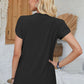 Decorative Button Eyelet V-Neck Short Sleeve T-Shirt
