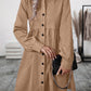 Ruched Button Up Long Sleeve Dress