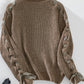 Lace Up Round Neck Long Sleeve Sweater