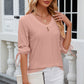 Eyelet Drawstring V-Neck Half Sleeve T-Shirt