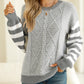 Striped Round Neck Dropped Shoulder Sweater