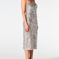 Sequin Straight Neck Midi Wrap Dress