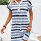 Striped V-Neck Short Sleeve Dress