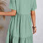 Full Size Ruched V-Neck Short Sleeve Dress