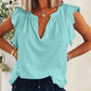 Ruffled Notched Cap Sleeve T-Shirt