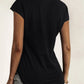 Lace Detail Half Zip Cap Sleeve T-Shirt