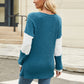 Contrast V-Neck Long Sleeve T-Shirt