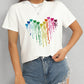 Heart Round Neck Short Sleeve T-Shirt