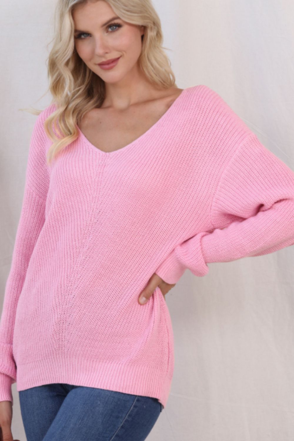 V-Neck Drop Shoulder Sweater