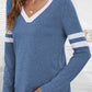 Heathered V-Neck Long Sleeve T-Shirt