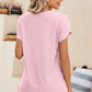 Eyelet V-Neck Petal Sleeve T-Shirt