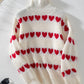 Heart Turtleneck Dropped Shoulder Sweater