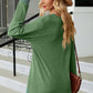 Slit V-Neck Long Sleeve T-Shirt