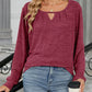 Cutout Round Neck Long Sleeve T-Shirt