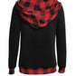 Plaid Long Sleeve Hooded Blouse