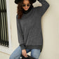 Heathered Slit High-Low Long Sleeve Top