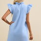 Ruffled V-Neck Cap Sleeve Mini Dress