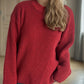 Solid Color Round Neck Long Sleeve Sweater