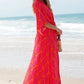 Drawstring Printed V-Neck Maxi Dress