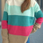 Color Block Round Neck Long Sleeve Sweater