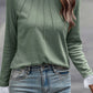 Lace Detail Round Neck Long Sleeve T-Shirt