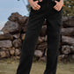 High Waist Cargo Straight Jeans