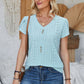 Decorative Button Eyelet V-Neck Short Sleeve T-Shirt