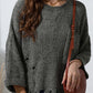 Distressed Round Neck Drop Shoulder Sweater