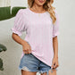 Round Neck Flounce Sleeve Blouse