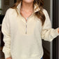 Textured Half Zip Long Sleeve Sweatshirt