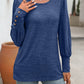 Decorative Button Round Neck Long Sleeve T-Shirt