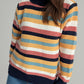 Contrast Stripes Turtleneck Long Sleeve Sweater