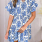 Printed Tie Neck Short Sleeve Mini Dress