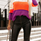 Color Block Drop Shoulder Round Neck Sweater