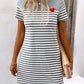 Striped Round Neck Short Sleeve Mini Dress