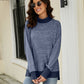 Heathered Slit High-Low Long Sleeve Top