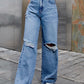 Distressed Wide Leg Jeans with Pockets