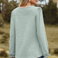 Eyelet Round Neck Flounce Sleeve T-Shirt