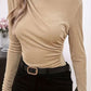 Ruched Mock Neck Long Sleeve T-Shirt