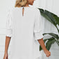 Frill Round Neck Lantern Sleeve T-Shirt