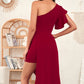 One-Shoulder Flutter Sleeve Asymmetrical Dress