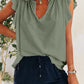 Ruffled Notched Cap Sleeve T-Shirt