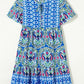 Printed Tie Neck Short Sleeve Dress