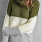 Color Block Turtleneck Long Sleeve Sweater