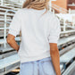 TOUCH DOWN Mock Neck Short Sleeve Knit Top