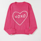 XOXO Round Neck Drop Shoulder Sweater