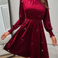 Glitter Mock Neck Long Sleeve Mini Dress