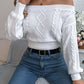 Cable Knit Off-Shoulder Long Sleeve Sweater