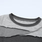 Exposed Seam Contrast Round Neck Long Sleeve T-Shirt